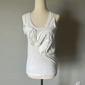 Little Yellow Button sz XS white heathered twist scoop neck tank cami